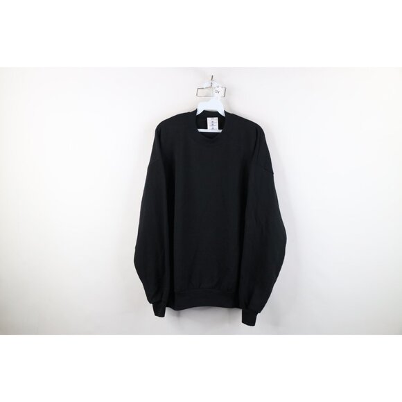 Vintage 90s Streetwear Mens Size XL Faded Blank Crewneck Sweatshirt Black USA - Picture 1 of 12